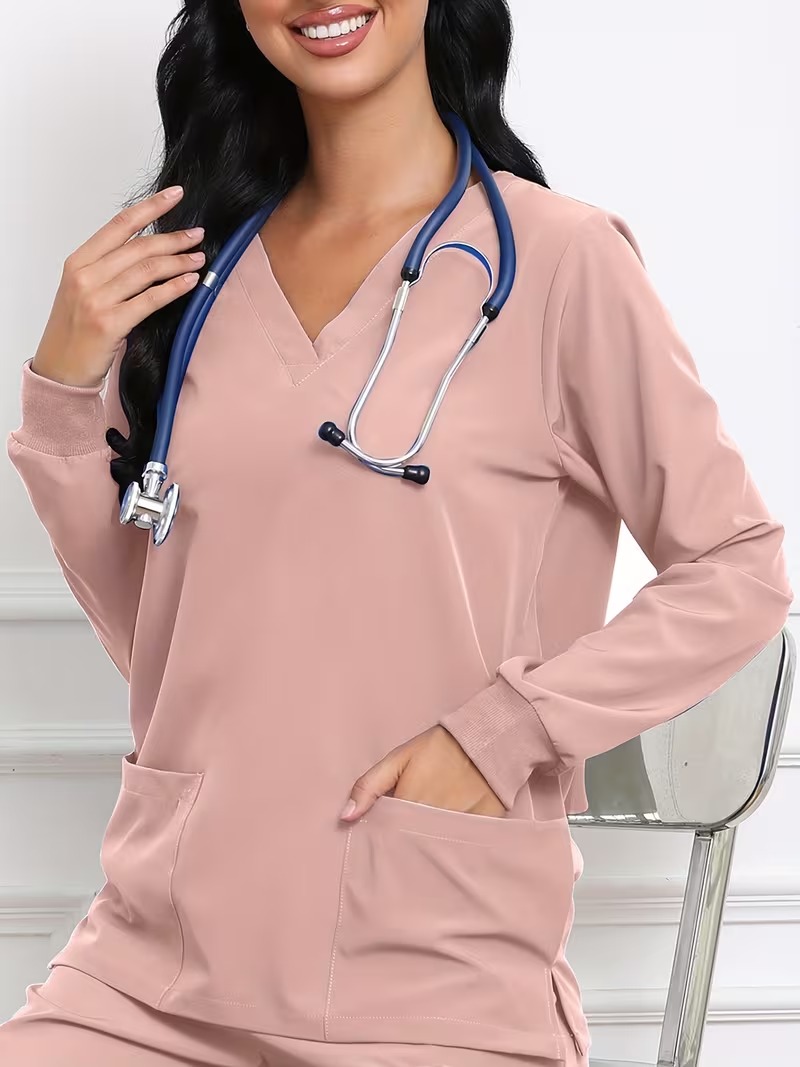 Women’s Long-Sleeve V-Neck Scrub Top
