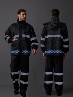 Men’s 2-Piece Reflective Raincoat and Rain Pants Workwear Set