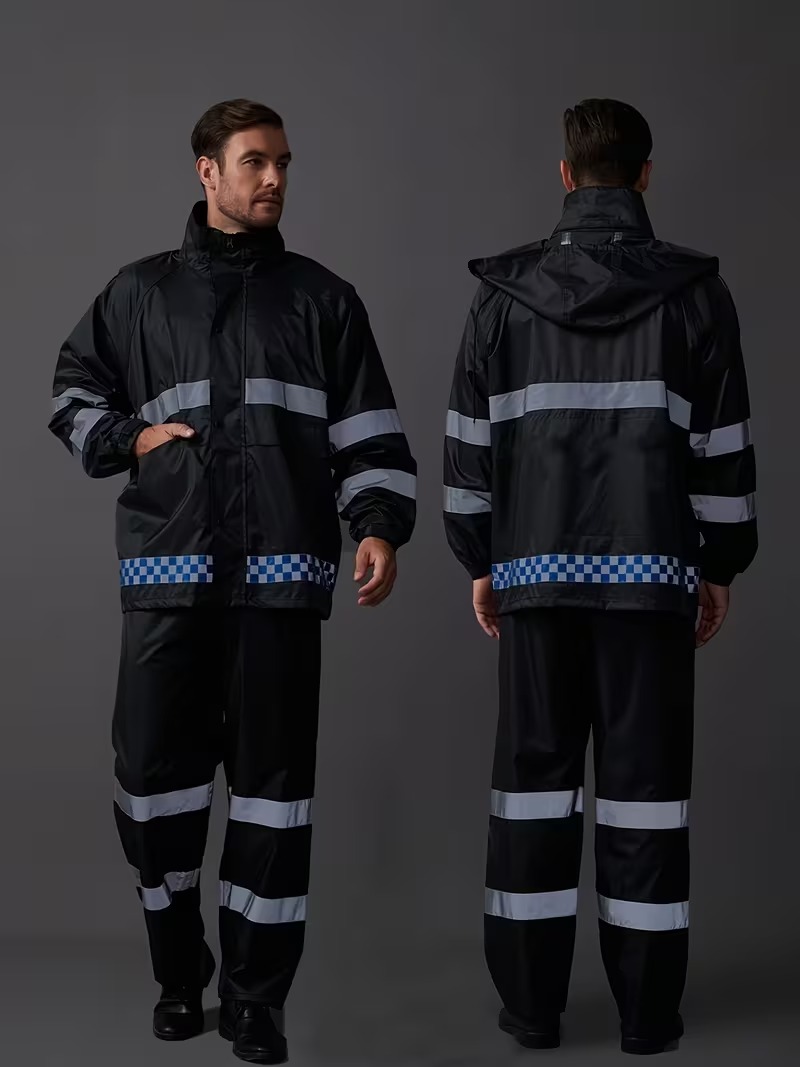 Men’s 2-Piece Reflective Raincoat and Rain Pants Workwear Set